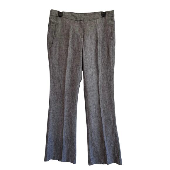 Theory Linen Wide Leg Pants gray Sz 8 High Rise Workwear Office Career Trousers - Picture 1 of 6